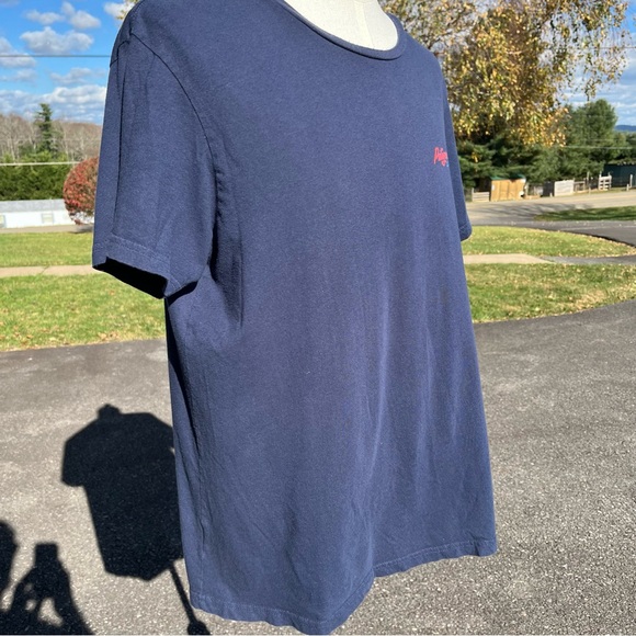 Patagonia Tee Iron Clad Guarantee Navy Blue S/S Men's Shirt Slim Fit Large - Picture 4 of 7